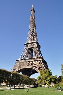 The Eiffel Tower in the day, at a cutsey pintrest angle.